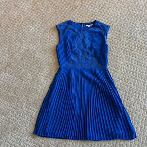 Ted Baker London Blue Saskiah Emboridered Lace Pleated Sleeveless Dress